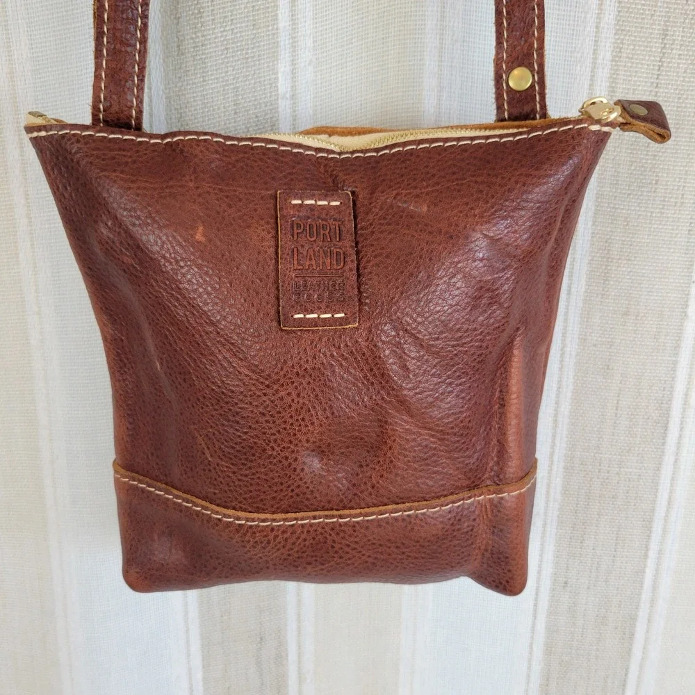 Portland Leather Goods‎ Crossbody Bag Purse Brown Boho Minimialist